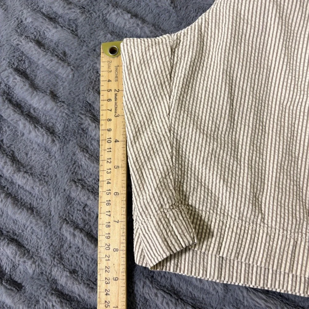 J.Crew Mens 36 Stanton Shorts Beige White Seersucker Striped Cotton AR461